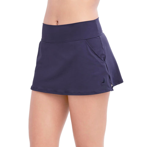 Nautica Women's Standard Skirt – Quick-Dry, Swim, Tummy Control Skort, Pockets, Volley Shorts, Deep Sea, X-Large Nautica