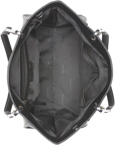 Calvin Klein Reyna North/South Tote, Black/Silver Calvin Klein