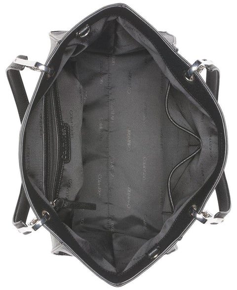 Calvin Klein Reyna North/South Tote, Black/Silver Calvin Klein