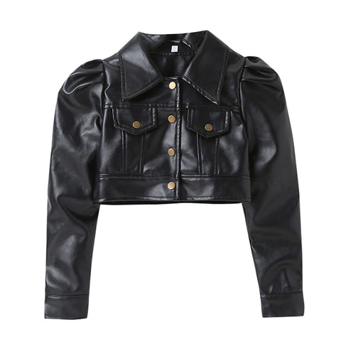 WASAIGOOD Toddler Girls Motorcycle Jackets PU Faux Leather Coat Turn-Down Collar Long Sleeve Crop Tops Outerwear Coats (black,6-7 years)