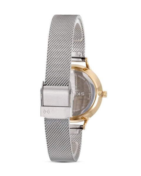 Skagen Women's Anita Lille Three-Hand Silver and Gold Two-Tone Stainless Steel Mesh Band Watch (Model: SKW2340) Skagen
