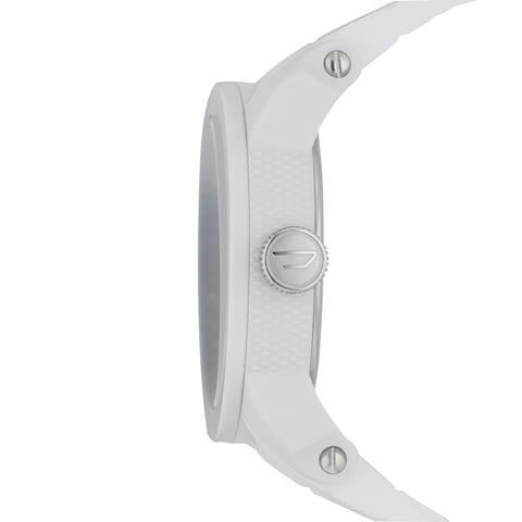 Diesel Men's 52mm Double Down Quartz Silicone Three-Hand Watch, Color: White (Model: DZ1436) Diesel