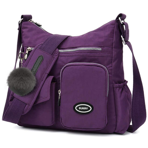SUKRY Nylon Crossbody Bag for Women with Anti theft RFID Pocket, Waterproof Shoulder Bag Travel Purses and Handbag (Gorgeous purple) SUKRY