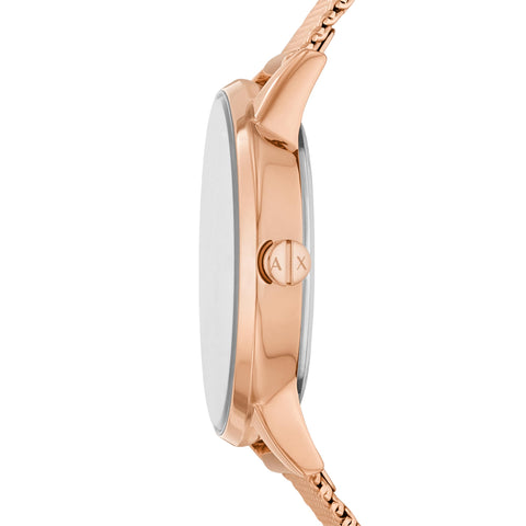 A｜X ARMANI EXCHANGE Women's Rose Gold-Tone Stainless Steel Mesh Watch and Bracelet Gift Set (Model: AX7121) Armani Exchange