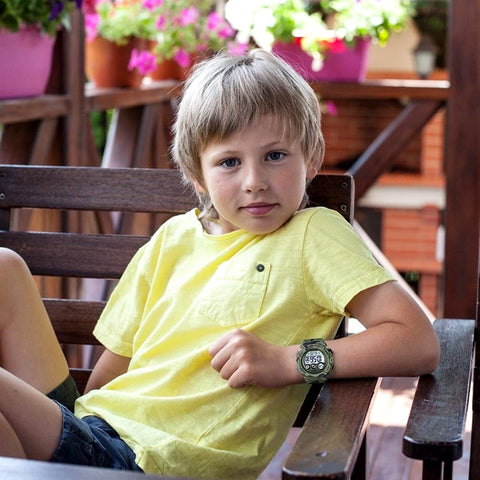 GOLDEN HOUR Watches for Kids Digital Sport Waterproof Boys Watch Outdoor 12/24 H Alarm EL Backlight Stopwatch Military Child Wristwatch Ages 3-15 (Camouflage Green)