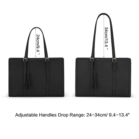 ECOSUSI Laptop Bag For Women 15.6 Inch Work Tote Bags PU Leather Computer Purse For Business Office With 3 Layer Compartments ECOSUSI