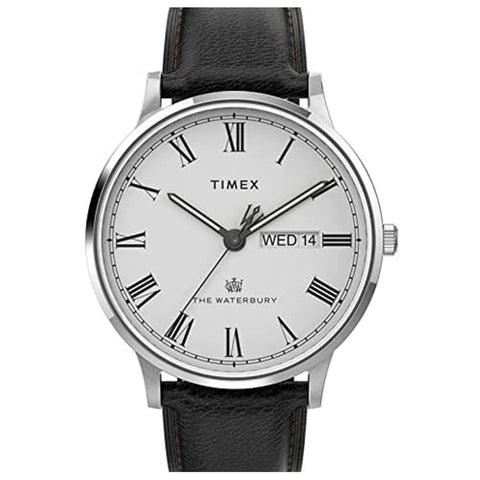 Timex Men's Waterbury Classic Day-Date 40mm TW2U88400VQ Quartz Watch, Black/Silver-Tone/White Timex