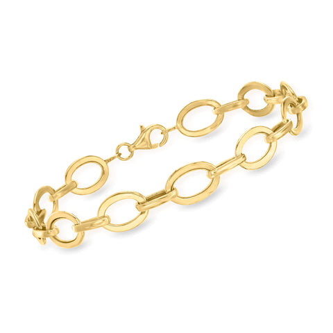 Ross-Simons 14kt Yellow Gold Flat Oval-Link Bracelet. 8 inches Ross-Simons
