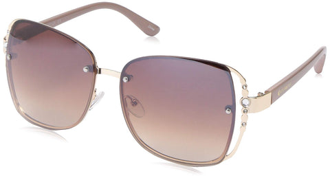 Rocawear womens R3284 Vented Metal UV Protective Rhinestone Square Sunglasses Gifts for Women with Flair 65 mm, Gold & Nude, mm US Rocawear