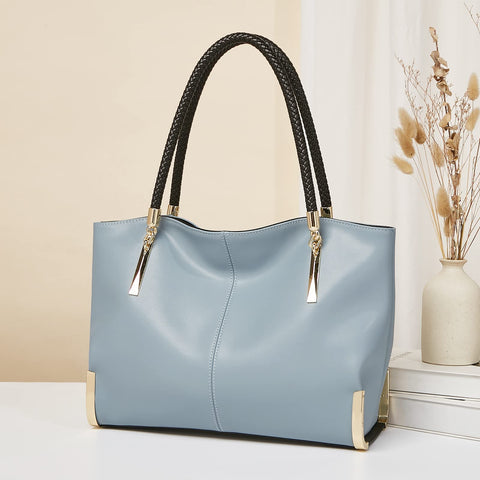FOXLOVER Large Capacity Tote Designer Handbags for Women, Genuine Leather Ladies Top-handle Bags Fashion Shoulder Bags Purses FOXLOVER