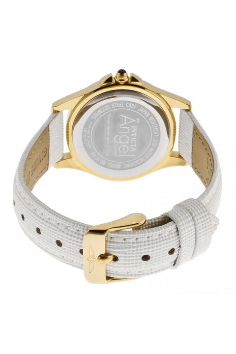 Invicta Women's 15149 "Angel" 18k Yellow Gold Ion-Plated Stainless Steel and White Leather Watch Invicta