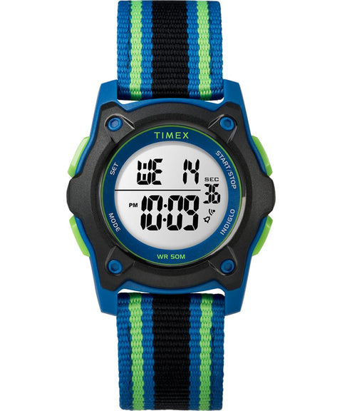 Timex Kids TW7C26000 Time Machines Digital 35mm Blue/Black/Green Double-Layered Nylon Strap Watch