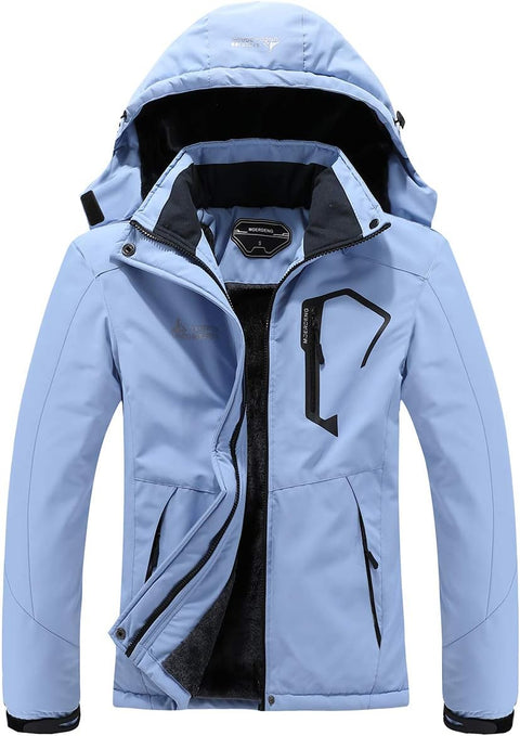MOERDENG Women's Waterproof Ski Jacket Warm Winter Snow Coat Mountain Windbreaker Hooded Raincoat Jacket MOERDENG