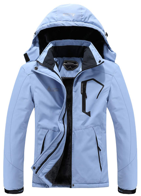 MOERDENG Women's Waterproof Ski Jacket Warm Winter Snow Coat Mountain Windbreaker Hooded Raincoat Jacket MOERDENG
