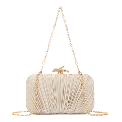 Freie Liebe Clutch Purses for Women Evening Bag Pleated Clutch Bag with Chain for Wedding Party Freie Liebe