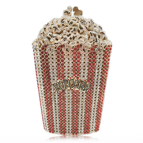 DJBM Luxury Women Popcorn Rhinestone Clutch Evening Bag Crystal Clutch Purses Diamond Clutch for Women Evening Party, Red DJBM