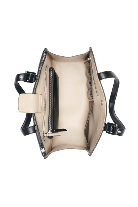Calvin Klein Havana Novelty Organizational Tote, Black/Silver Solid, One Size