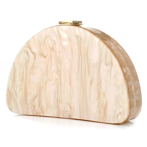 YYW Clutch Purses Women Semicircle Evening Bag Crossbody Bag for Women Elegant Handbags for Wedding Cocktail Party Prom Banquet (Peach) YYW