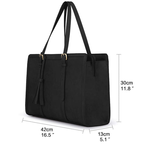 ECOSUSI Laptop Bag For Women 15.6 Inch Work Tote Bags PU Leather Computer Purse For Business Office With 3 Layer Compartments ECOSUSI