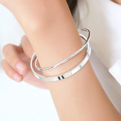 Merdia 990 Solid Sterling Silver Polished and Rough Twisted Bangle Bracelet for Women | Silver Bracelets for Women | 925 Sterling Silver Bracelets for Women | Jewelry Bracelets | Ladies Jewelry 2.36" Merdia