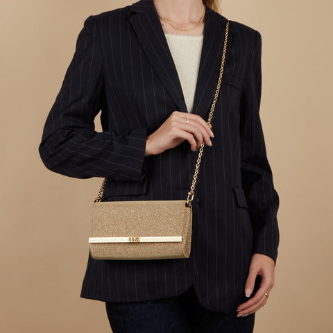 Michael Kors Mona Large East West Clutch, Pale Gold Michael Kors