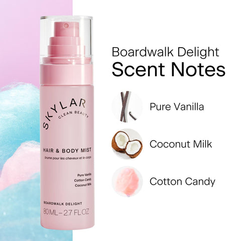 Skylar Perfume Discovery spray Sampler Set and Boardwalk Delight Hair and Body - Hypoallergenic & Clean Perfume and Fragrance for Women & Men Skylar