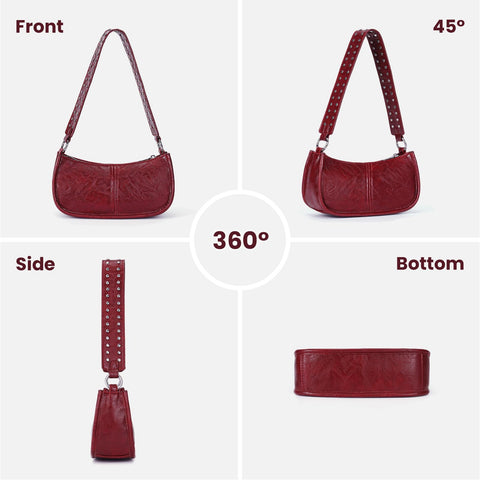 GETERUUV Shoulder Bags for Women Y2k Purse and Handbags Retro Studded Crossbody Bag Small Shoulder Purse Leather Hobo Handbag