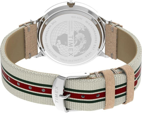 Timex Men's Waterbury Classic 40mm Watch - White Strap Gray Dial Stainless Steel Case Timex