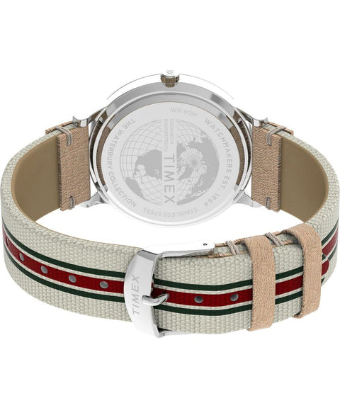 Timex Men's Waterbury Classic 40mm Watch - White Strap Gray Dial Stainless Steel Case Timex