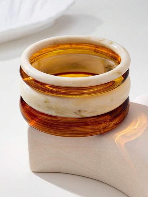 ÌF ME Acrylic Bangles Bracelets For Women, Maillard Lightweight Chunky Resin Bracelets, Premium Fall Winter Boho Jewelry Gift