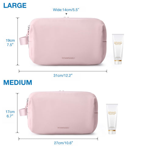 BAGSMART Large Toiletry Bag for Women, Cosmetic Makeup Bag Organizer, Travel Bag for Toiletries, Dopp Kit Water-resistant Shaving Bag for Accessories, Pink-Large BAGSMART