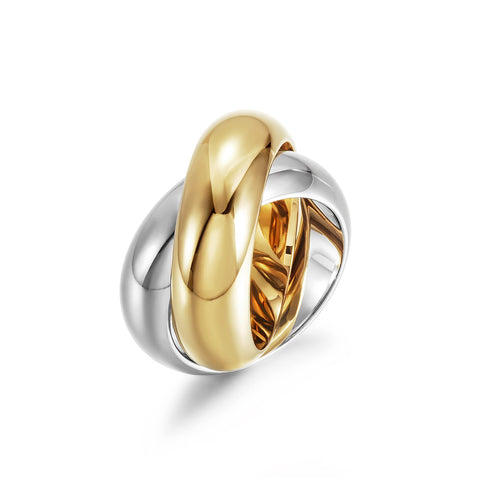 WISTIC Two-Tone Cross Chunky Bands Statement Rings for Women and Men Infinity Interlocked Rolling Criss Cross Rings Cocktail Enhancer Finger Adult Jewelry (two tone, 8) WISTIC