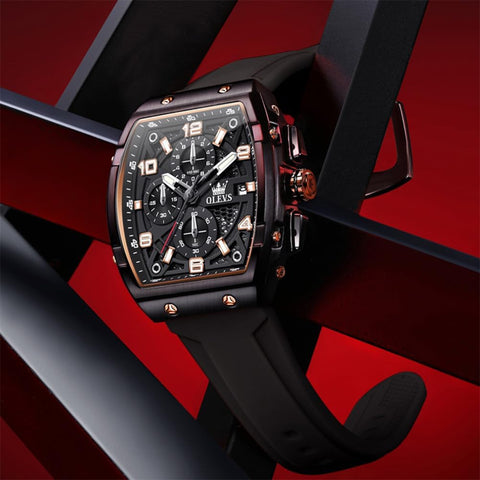 OLEVS Watch Men Big Face Luxury Original Dress Waterproof Casual Nice Wrist Male Black Watches for Men Chronograph Analog Classic Business Rose Gold Arabic Numerals Black Watches Relojes para Hombres