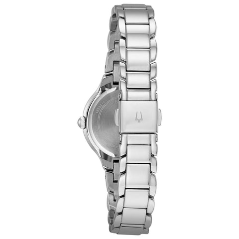 Bulova Ladies' Classic Dress 3-Hand Quartz Stainless Steel Watch, Stainless/Blue Accents Bulova