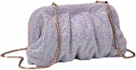 WuDiaoer Women Rhinestone Clutch Purse Diamond Evening Bag Chain Handbag Ladies Dumpling Bag Wedding Party Purse, Orange Red WuDiaoer