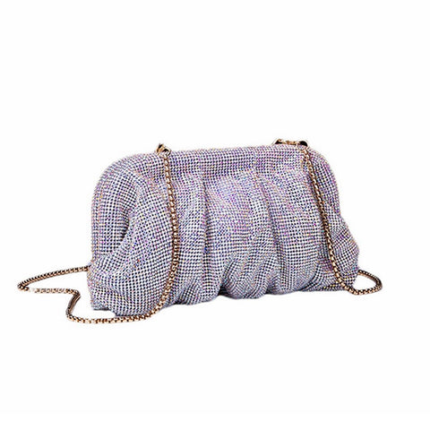 WuDiaoer Women Rhinestone Clutch Purse Diamond Evening Bag Chain Handbag Ladies Dumpling Bag Wedding Party Purse, Orange Red WuDiaoer