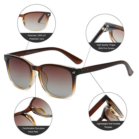 DUSHINE Polarized Sunglasses for Women Classic Retro Style 100% UV Protection (3 Pack) DUSHINE