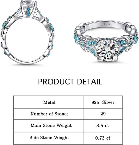 Jeulia Simulated Gemestone Butterfly Rings Sterling Silver Round Cut Bridal Set Birthstone Aquamarine Blue CZ Engagement Rings Anniversary Promise Rings for Her with Jewelry Gift Box (8)… Jeulia