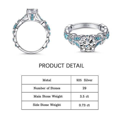 Jeulia Simulated Gemestone Butterfly Rings Sterling Silver Round Cut Bridal Set Birthstone Aquamarine Blue CZ Engagement Rings Anniversary Promise Rings for Her with Jewelry Gift Box (8)… Jeulia