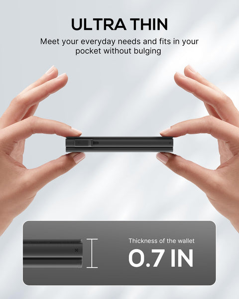 Mens Wallet Card Holder - Smart Wallet for Men, Pop Up Card Case, Top Grain Leather, RFID Blocking, Slim, Minimalist, Ultra Thin, Front Pocket, 9-14 Card Capacity | ID Window | Cash Slot (Black)