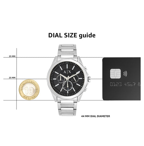 A｜X ARMANI EXCHANGE Men's Chronograph Stainless Steel Watch, Color: Silver/Black (Model: AX2600) A｜X ARMANI EXCHANGE