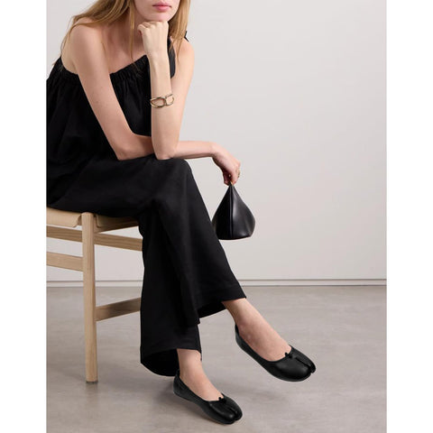 VBDB Black Tabi Ballet Flats Shoes for Women Rounde Toe Wide Width Split Toe Low Heel Comfortable Flats Shoes Size 8