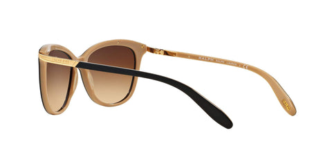 Ralph by Ralph Lauren Women's RA5203 Cat Eye Sunglasses, Shiny Black On Nude & Gold/Gradient Brown, 54 mm Ralph by Ralph Lauren