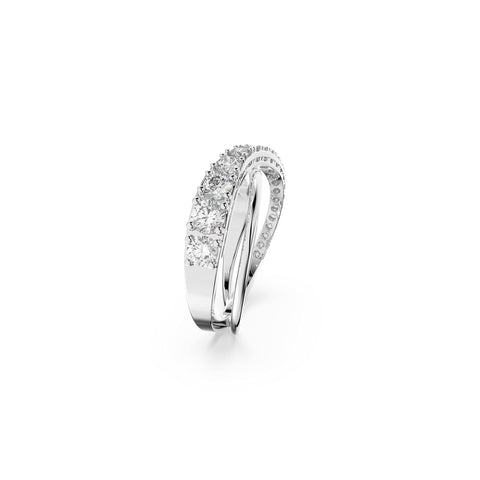SWAROVSKI Women's Twist Rows Ring, White Crystal Stones in a Spiral Design, Rhodium Plated Setting, Size 58 SWAROVSKI