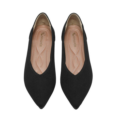 Semwiss Women's Ballet Flats Comfortable Casual Dressy Shoes,Work Flats Office Shoes Pointed Toe Leopard Flats Black Size 9
