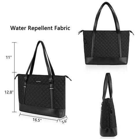 KROSER Laptop Tote Bag 15.6 Inch with USB Port, Large Work Tote Bag Computer Shoulder Bag for Women, Laptop Case for Office Business Travel(Quilted) KROSER