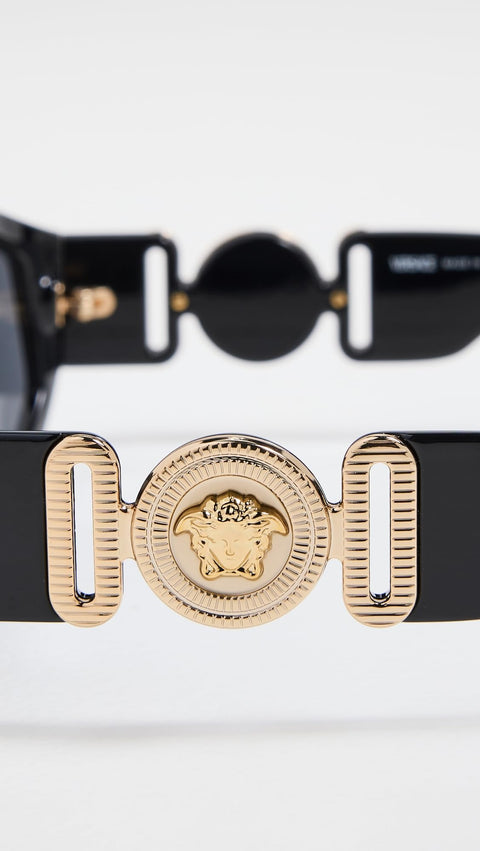 Versace VE 4361 GB1/87 Black Plastic Geometric Sunglasses Grey Lens