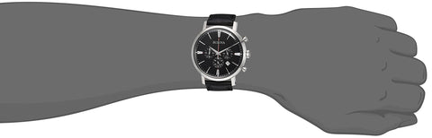 Bulova Men's Classic Aerojet Stainless Steel 6-Hand Chronograph Watch with Black Leather Strap, 41mm Style: 96B262 Bulova