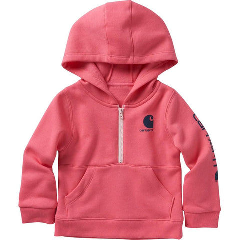 Carhartt Kid's CA9930 Long-Sleeve Half-Zip Sweatshirt - Girls - 3 Toddler - Pink Lemonade
