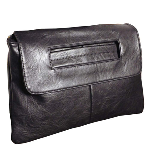 NIGEDU Women Handbags PU Leather Female Clutch Handbag Messenger Bag Large Solid High Capacity (Black) NIGEDU